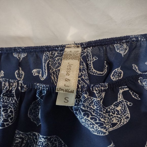 Jesse & J Blue Off-the-Shoulder Boho Elephant Print Short Romper - Picture 4 of 6